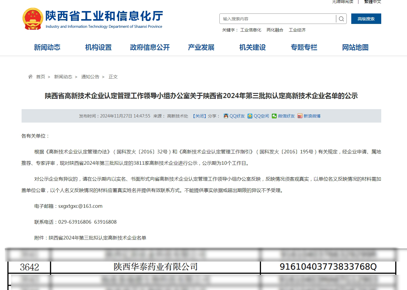 三八妇乐集团旗下陕西华泰药业有限公司再获2024高新技术企业认定~